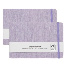 PATIKIL 8.3x5.5" Watercolor Sketchbook, 2Pcs 24 Sheet 300GSM/203lb Watercolor Paper Sketchbooks Acid Free Watercolor Journal Hardcover Artists Paper Pads for Painting, Light Purple