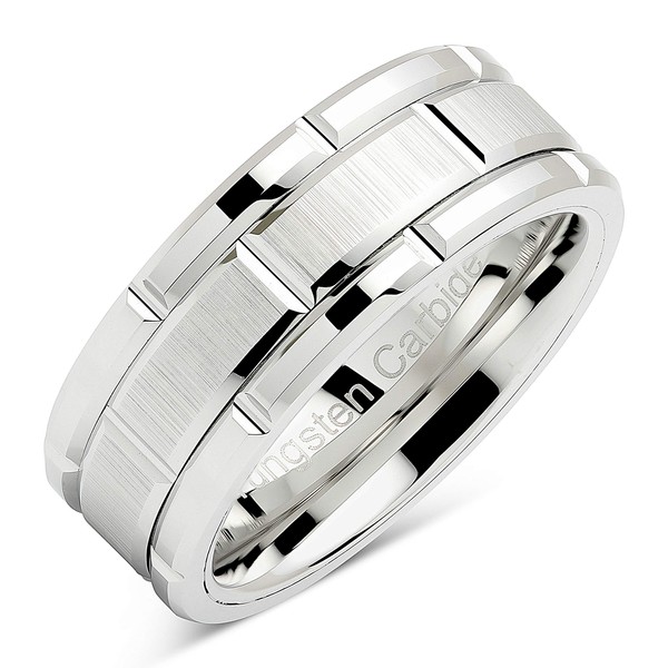 100S JEWELRY Tungsten Rings For Men Wedding Band White Gold