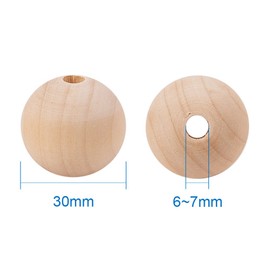 PandaHall Elite 50 Pcs 30mm (1.2 Inch) Natural Unfinished Wood Spacer Beads Round Ball Wooden Loose Beads for Crafts DIY Jewelry Making