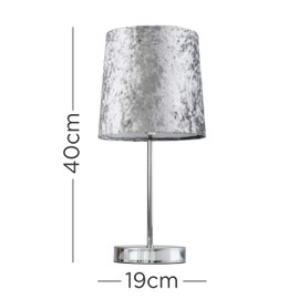 MiniSun MiniSun | Modern Polished Chrome Table Lamp with a Silver Grey Velvet Shade | Table Lamps, Home Dcor & Improvement Essential
