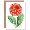 Flower Red Orange Dahlia Greeting Card With Envelope Inside Premium