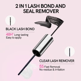 Mlen Diary Lash Bond and Seal, 2 in 1 Gentle Eyelash Bond and Seal Waterproof & Long-Lasting, 5s Fast Removal Eyelashes Remover with No Residue