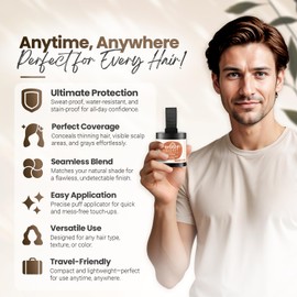 Koloret Root Touch Up Powder– Medium Brown Powder for Women & Men, Instant Root Cover Up for Gray Coverage, Hairline Concealer for Thinning Hair & Bald Spots, Water-Resistant & Smudge-Proof, 10g