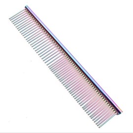 Professional Metal Hair Comb, Rainbow Iridescent Finish, Wide-Tooth Styling Tool