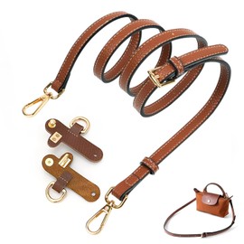YEVON Longchamp Mini Bag Strap Replacement – Adjustable Brown Leather Straps for Longchamp Bag – Punch-Free Shoulder Strap for Handbag, Purse, Tote with Handle Conversion Kit (39.4–47.2 Inches)