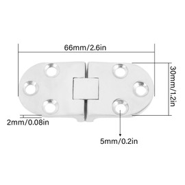 Pack of 2 Oval Folding Hinges, Table Flap Hinges, 180 Degree Hinges, Folding Round Folding Hinge 66 x 30 mm, Stainless Steel, Heavy Self-Supporting Folding Table Hinges for Boat, Motorhome, Door