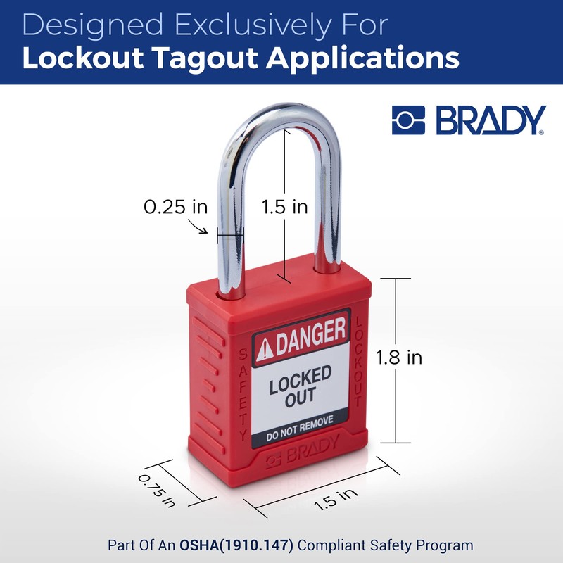 Brady Safety Lockout Padlock Sets - 6 Pack - Red