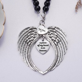 Memorial Car Charm Angel Wings, Memorial Gifts for Loss of Mother, Sympathy Gifts for Loss of Loved One in Heaven, in Memory of Mom Rear View Mirror Car Charm Hanger, Remembrance