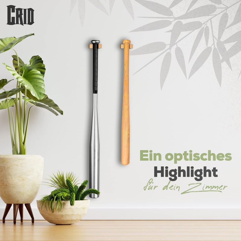 CRID Baseball Bat Wall Mount - Bamboo Wall Mount in