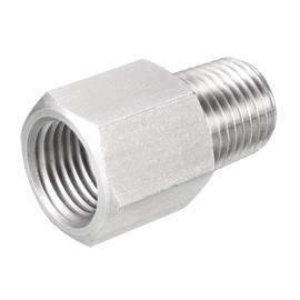 sourcing map Pipe Fitting Adapter 1/4 NPT Male to 1/4 G Female, Stainless Steel for Water Oil Air Pressure Gauge