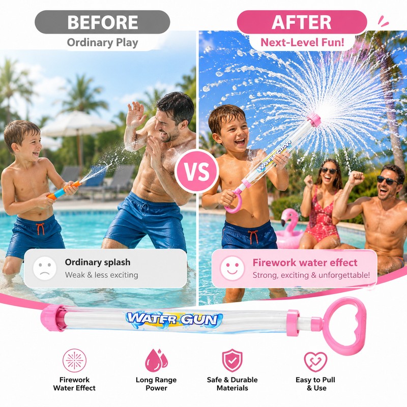 Firework Spray Water Gun for Summer Outdoor Play – Pull-Out