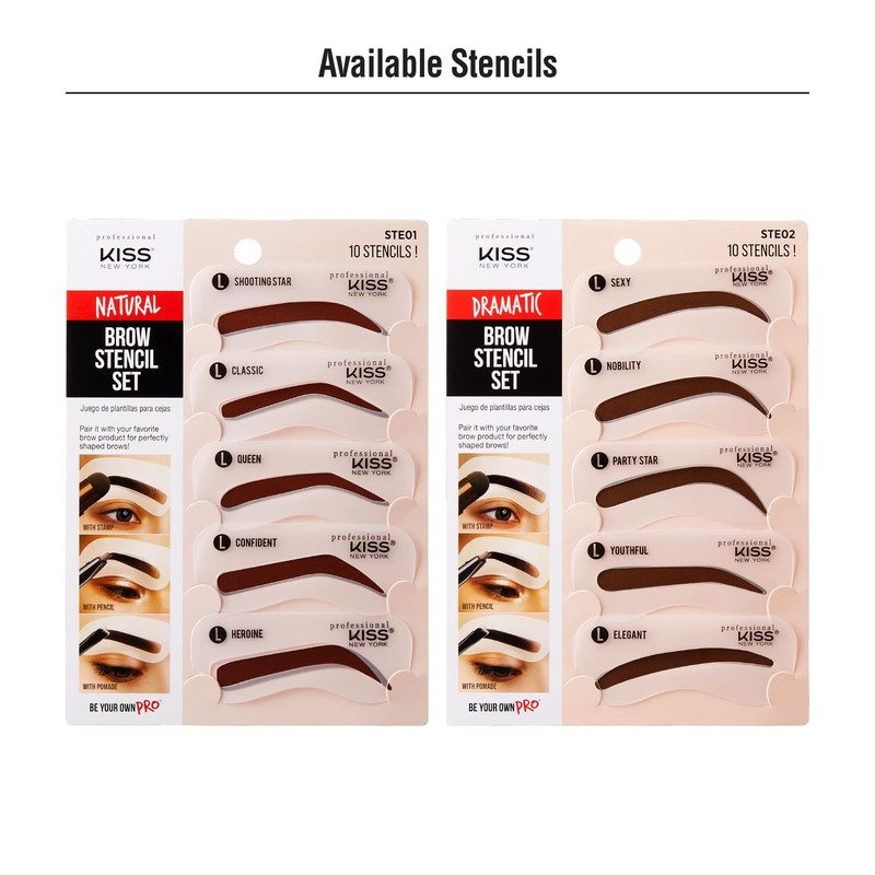Kiss New York Professional Instant Brow Stamp and Stencil Kit