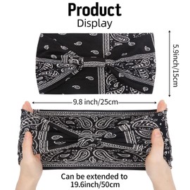 4 Packs Headbands Women Wide Hair Band for Girls Boho Flower Elastic Running Yoga Head Wraps