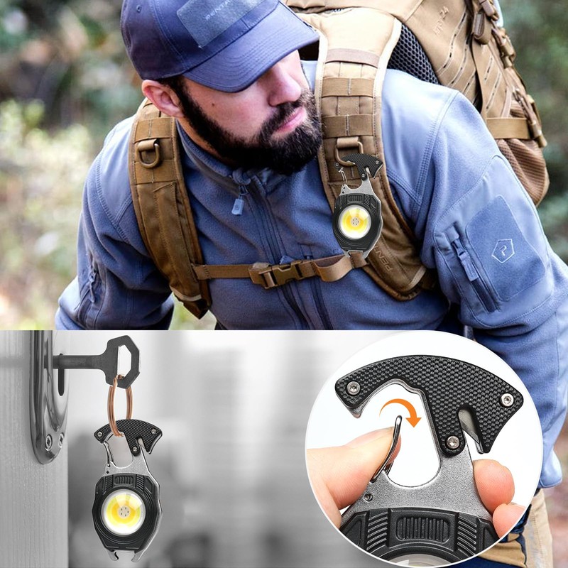 MAKDAK Carabiner Flashlight Tool - 2pc Keychain Flashlight Cob Keychain