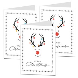 Merry Christmas Card Seasonal Rudolph Design For Adults & Children Modern Luxury Cute Pack 3
