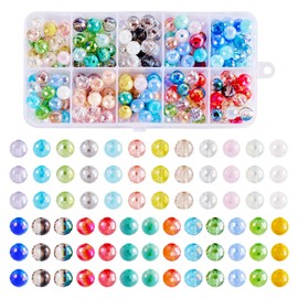 Spritewelry 200Pcs Faceted Glass Beads Rhombus Crystal Beads 8mm Glass Beads Bulk Rondelle Beads Assorted Colorful Loose Beads for Jewelry Making Necklace 10 Colors