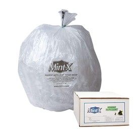 Mint-X Rodent Repellent Trash Bags, 1.7 Mil, Flat Seal, 47" Height x 43" Length, Clear (Pack of 100)