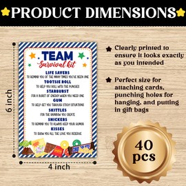 Team Survival Kit Gift Tag, Blue Candy Theme Staff Appreciation Tags for Gift Bags, Welcome to The Team Gifts for Volunteers Employees - KA02