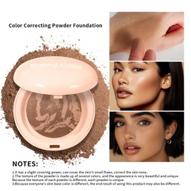 Baked Colour Correcting Powder Foundation – Lightweight Baked Foundation for Mature Skin, Neutralises Redness & Uneven Skin Tone, Natural Smooth Makeup (# 02 Tan)