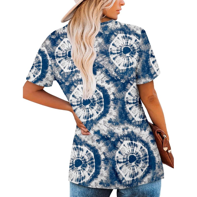 ZOLUCKY Women's Short Sleeve Tops High Low Loose Fit Round