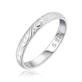 Vintage Flower Ring for Women 925 Sterling Silver Stackable Wedding Band Ring Antique Jewelry Size S