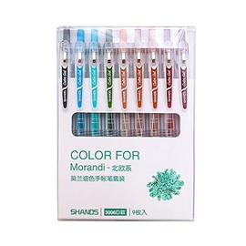 Morandi Colored Gel Ink Pens Retractable 0.5mm Fine Point Assorted Colors for Bullet Journal/To Do List/Making Notes/Art Painting, Pack of 9 (Nordic Style)