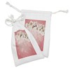 Ambesonne Coral Fabric Pouch Set of 2, Blossoming Tree Branch