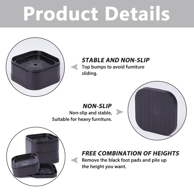 DICOSMETIC 20Pcs Plastic Furniture Risers Adjustable Bed Risers Hight 1.36"