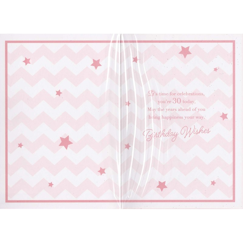 Happy 30th 30 Birthday Card for Her - Glitter