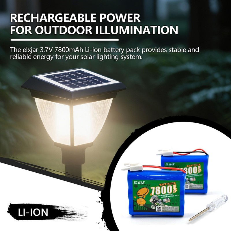 elxjarcell (2-Pack) 3.7V 7800mAh Rechargeable Lithium Battery with Quick Connector