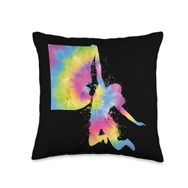 Rock Climbing Women Harness Freeclimbing Partner Rope Retro Mountain Climbing Boulderer Women Throw Pillow, 16x16, Multicolor