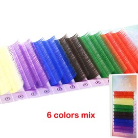 Scala 8-20mm Lashes 12 Rows 6 Colors Thickness 0.10 C Curl Individual Mink Eyelash Extension Rainbow Colored Eyelashes Natural Lashes Mix Tray (18mm)