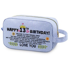 Mxrymvu 13 Year Old Girl Gift Ideas Cosmetic Travel Pouch 13th Birthday Gifts for Women Happy Birthday Gift for Her Daughter Niece Travel Toiletry Zipper Pouch Sweet 13 Gifts for Girls Makeup Bag