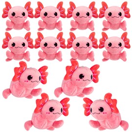 LSGYPAQ 12PCS Axoloxt Keychain Plush Toys Cute Axoloxts Stuffed Animal, Soft Pink Mini Axoloxt Plush Bulk for Birthday Party Favors Graduation Gifts Bag Classroom Exchange