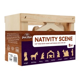 Good Wood by Leisure Arts: Nativity Scene Crate Set - 8 Piece Animal Wood Cutouts - Small Wooden Shapes for Crafts Wooden Craft Shapes Animals to Paint