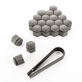LST Set of 20 Hexagonal Wheel Bolt Caps 19 mm Grey Matt
