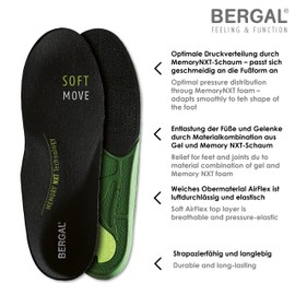 Soft Move Gel Comfort Insoles with Memory Foam, Cushioning and Cushioning with Every Step with Memory Support Foam and Gel for All Casual Shoes and Trainers, black