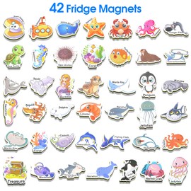 Meafeng 42 Pieces Children's Magnets for Magnetic Board, Fridge Magnets Children, Fridge Magnets Set, Magnets Children's Toy, Educational Games from 3 Years (Submarine World)