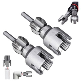 2 in 1 Integrated Internal & External Pipe Threading Tool 1/2 3/4 1 Npt 2025 Front Before PVC Pipe Re Threader Tool Electric Drill Thread Size Maker Kit for Plastic PPR Pipe Tap Die Set (1/2" + 3/4")