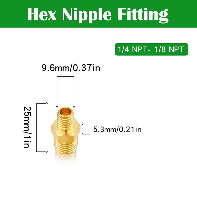 Tnuocke 5pcs 1/4 NPT Male x 1/8 NPT Male Solid