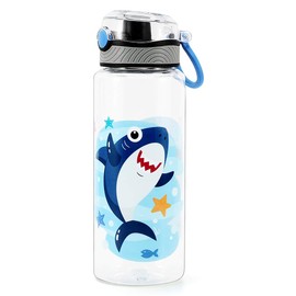 Cute Water Bottle for School Kids Boys, BPA FREE Tritan & Leak Proof Flip Top Lid & Easy Clean & Carry Handle, 23oz/ 680ml - Shark