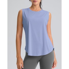 SANTINY Women's Sleeveless Workout Tops Breathable Lightweight Active Tennis Yoga Shirts Athletic Running Tank Tops for Women (Light Blue_M)