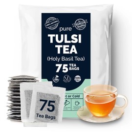 75 Holy Basil Tea Bags, Pure Holy Basil Tea, All Natural Holy Basil Leaves, Tulsi Tea, Te De Albahaca, No Caffeine, No Gluten, Vegan.5oz