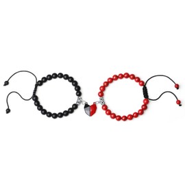 XIANNVXI Matching Bracelets for Couples Boyfriend and Girlfriend Relationship Friendship Long Distance Touch Bracelets Valentines Day Gifts Black Red