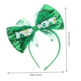 Parliky St. Patrick's Day Shamrock Headband Bowknot Decor Headwear Irish Festival Hair Accessory Sturdy Hairband