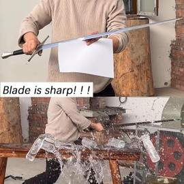 Medieval Sharp Blade Black Western Sword with Knight Motif Manganese Steel Blade Real Sword Supplied with Belt Total Length 37.99 inches for Display Gift Collection