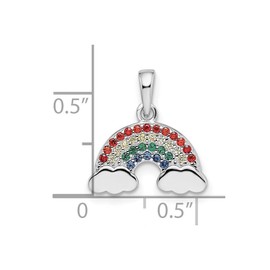 JewelryWeb 14.3mm 925 Sterling Silver Rhodium Plated Multi color Nano Crystal Rainbow Pendant Necklace-Pendant for Women