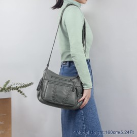 VOLGANIK ROCK Ladies Handbag Soft PU Leather Crossbody Bag for Women Lightweight Shoulder Bag Multi Pockets Crossbody Handbag for Women Ladies