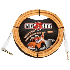 Pig Hog Right Angle Instrument Cable 10 Foot, Orange