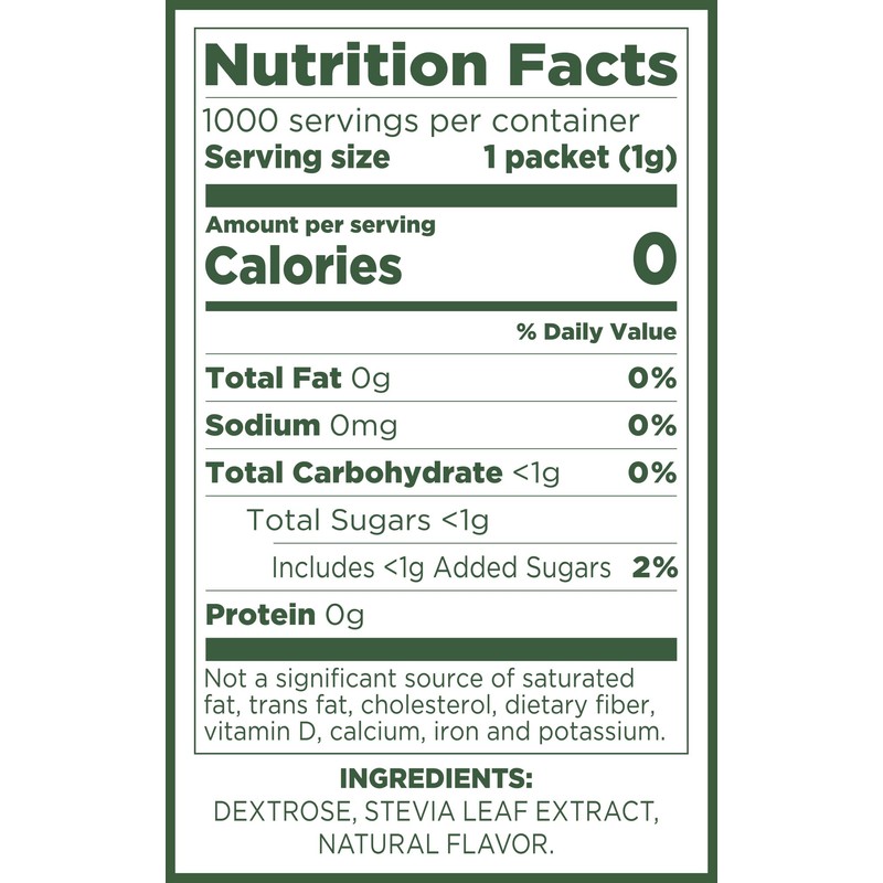 PURE VIA Stevia Sweetener Packets, Sugar Substitute, Natural Sweetener, Zero